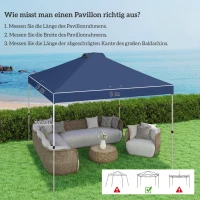 Outsunny Pavillon-Dach Ersatz UV50+ wasserfest mit 8 Abflusslöchern 3 x 3 m, Blau(m-3)