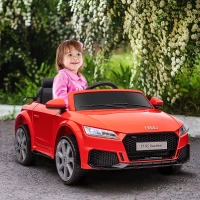 HOMCOM Mașină Electrică pentru Copii 3-5 Ani Licență AUDI TT cu Telecomandă și Faruri LED, 102x60x44 cm, Roșie(m-2)