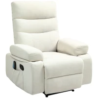 HOMCOM Fauteuil de massage fauteuil relax avec fonction inclinable vibration chauffage, télécommande inclus, crème(m-1)