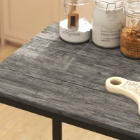 HOMCOM Ensemble table de bar avec tabourets, table à manger debout avec 2 chaises de bar, repose-pieds et dossiers, gris(m-9)