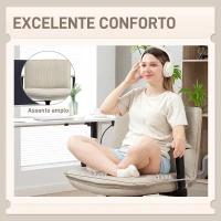 HOMCOM Cadeira de Escritório com Apoios de Braço Rebatíveis Assento  Altura Ajustável  Função Basculante 76x70x85-97 cm Creme(m-4)
