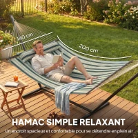 Outsunny Hamac sur pied 353 cm, hamac avec support acier avec coussin amovible et barres d'écartement, vert(m-4)