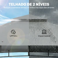 Outsunny Carpa para Jardim com Telhado Duplo Gazebo com Paredes de Rede UPF50+ para Exterior Terraço 360x300x275 cm Cinzento(m-4)