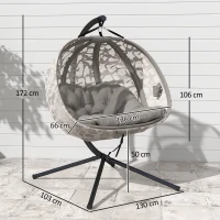 Outsunny Hängesessel, für 2 Personen, klappbarer Sitzkorb, großes Sitzkissen, Sand, 130 x 103 x 172 cm(m-3)