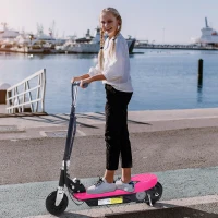 HOMCOM Patinete Eléctrico Plegable para Niños y Adolescentes de +7 Años con Manillar Ajustable en Altura 78x37x87-95 cm Rosa(m-2)