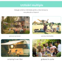 Outsunny Pavilion cu extensie de acoperiș pliabil, rezistent la intemperii 3 x 2,5 m Alb-crem(m-4)