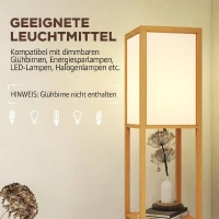 HOMCOM Stehlampe mit 3 Regalen, Stehleuchte mit E27 Fassung, 26 x 26 x 160 cm, für Wohn-/Schlafzimmer (Ohne Glühbirne)(m-6)