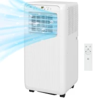 HOMCOM Condizionatore Mobile per Stanze fino a 28m², con Deumidificatore, Timer 24H, Ruote, Kit per Montaggio su Finestra, 33x28x68,5 cm, Bianco(m-7)