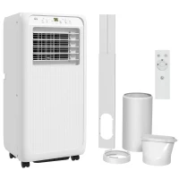 HOMCOM Condizionatore Mobile per Stanze fino a 28m², con Deumidificatore, Timer 24H, Ruote, Kit per Montaggio su Finestra, 33x28x68,5 cm, Bianco(m-8)