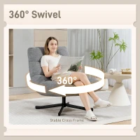 HOMCOM Sessel Drehbar Loungesessel mit Breiter Sitzfläche, wasserabweisend Chenille-Optik, gekreuzt Stahlbeine, Grau(m-8)