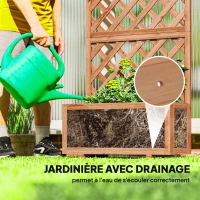 Outsunny Jardinière d'Extérieur avec Épaulière à Grille pour Plantes Grimpantes et Vase, Jardinière en Bois de Sapin Durable, 72,5 x 31,5 x 149,5 cm, Orange(m-5)