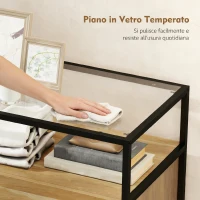 HOMCOM Cassettiera 4 Cassetti, Ripiano Aperto, Acciaio, Vetro Temperato(m-5)