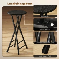 HOMCOM Lot de 2 Tabourets de Bar Pliables, Chaises de Bar Ronds avec Double Repose-Pieds, Cadre en Acier, Noir(m-5)