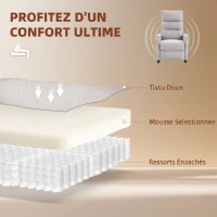 HOMCOM Fauteuil de massage inclinable fauteuil de relaxation en chenille avec repose-pieds poche latérale télécommande gris(m-6)