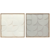 HOMCOM Decoração de Parede em Madeira 3D Conjunto de 2 Peças com 80 cm e Padrões Geométricos Branco