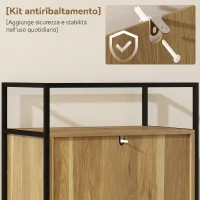 HOMCOM Cassettiera 4 Cassetti, Ripiano Aperto, Acciaio, Vetro Temperato(m-6)