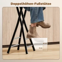 HOMCOM Lot de 2 Tabourets de Bar Pliables, Chaises de Bar Ronds avec Double Repose-Pieds, Cadre en Acier, Noir(m-7)