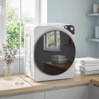 HOMCOM 5kg Vented Tumble Dryer, 1000W Compact Tumble Dryer with 5 Drying Modes, Stainless Steel Tub, White(m-3)