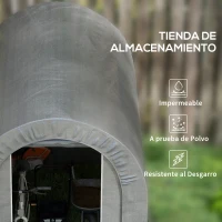 Outsunny Carpa de Jardín para Bicicletas con Marco de Acero Puerta con Cremallera Impermeable 2,4x1,6x1,9 m Gris Claro(m-4)