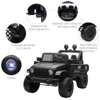 HOMCOM Coche Eléctrico para Niños de +3 Años Vehículo Todoterreno de Batería 12V con Control Remoto 100x65x72 cm Negro(m-7)