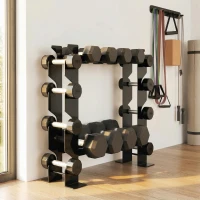 SPORTNOW Rastrelliera Porta Manubri a 4 Livelli in Acciaio, Capacità 200 Kg, 70x21x55 cm, Nero(m-2)