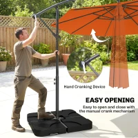 Outsunny 3m Overhanging Parasol, with Base, Weights and Cover - Orange(m-4)
