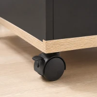 HOMCOM TV-board op wielen met remmen, tv-meubel met kast en verstelbare plank, zwart en eiken(m-13)