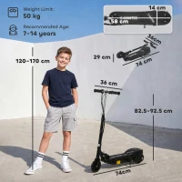 HOMCOM Foldable Electric Kids Scooter, Ride on, for Ages 7-14 Years, Black(m-3)
