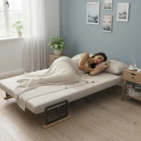 HOMCOM, Canapea Extensibilă 3 în 1, Cu Spătar Reglabil, Material tip catifea, 102x73x81 cm, Bej(m-8)