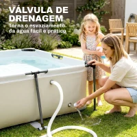 Outsunny Piscina Desmontável Tubular 316x238x66,5 3701 L Piscina Retangular com Estrutura Metálica para 2-4 Pessoas Cinzento(m-7)