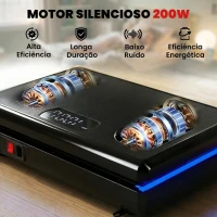 SPORTNOW Plataforma Vibratória com 120 Velocidades 5 Programas Ecrã LED Luz Controlo Remoto e 2 Bandas Elásticas 48x32x13 cm Preto(m-4)