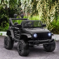 HOMCOM Coche Eléctrico para Niños de +3 Años Vehículo Todoterreno de Batería 12V con Control Remoto 100x65x72 cm Negro(m-2)