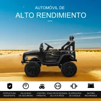 HOMCOM Coche Eléctrico para Niños de +3 Años Vehículo Todoterreno de Batería 12V con Control Remoto 100x65x72 cm Negro(m-4)