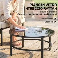 Outsunny Set Giardino 5 Pezzi, Rattan Componibile L con Cuscini, Colore Cachi(m-8)