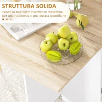 HOMCOM Tavolo da Pranzo Pieghevole con Cassetto e Ripiani, Tavolo Salvaspazio con Alette Ribaltabili per Cucina, Sala da Pranzo, Soggiorno, Rovere(m-7)