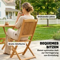 Outsunny Gartenmöbel Set holz FSC 5-teilig Klappbar Tisch mit 4 Klappstühlen Lattendesign für Garten Naturholz(m-8)