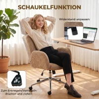 HOMCOM Bürostuhl mit verstellbarer Kopfstütze, ergonomischer Schreibtischstuhl, Kippfunktion, höhenverstellbar, Braun(m-6)