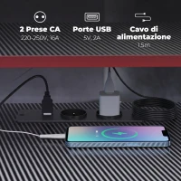 HOMCOM Scrivania Angolare con Prese di Corrente, Nero Carbonio(m-5)