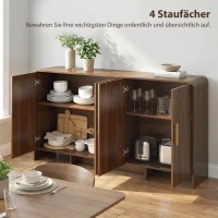 HOMCOM 152 cm Sideboard Küchenschrank mit 4 Soft-Close-Türen, TV-Schrank für Wohnzimmer Küche, Walnussbraun(m-5)