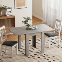 HOMCOM Masă de Dining Extensibilă pentru 4-6 Persoane din Lemn și Oțel, 140x80x77.5 cm, Gri(m-8)