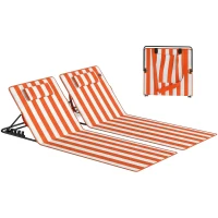 Outsunny Set 2 Lettini Pieghevoli Portatili, Spiaggia, Schienale Regolabile, Arancione.(m-11)