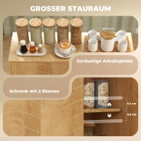 HOMCOM Buffet Cuisine, Meuble de Rangement avec 3 Portes à Motif Chevron et Pieds en Bois de Pin, 88,3x30x76cm, Bois Naturel(m-4)