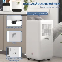 HOMCOM Ar Condicionado Portátil 12.000 BTU Portátil 5 em 1 Arrefecimento Desumidificador Ventoinha Temporizador 24H e Controlo Remoto para 35 m² Branco(m-8)