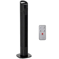HOMCOM Ventilatore a Torre con Telecomando a 5m, Oscillante 70°, 3 Funzioni e 3 Velocità, Nero(m-7)