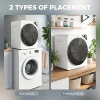 HOMCOM 5kg Vented Tumble Dryer, 1000W Compact Tumble Dryer with 5 Drying Modes, Stainless Steel Tub, White(m-9)