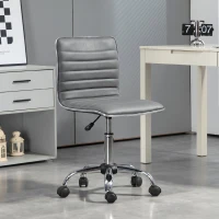 HOMCOM Scaun de Birou Ergonomic din Piele PU, cu Înălțime Reglabilă, Șezut Rotativ și Roți, Gri Închis(m-7)