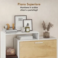 HOMCOM Mobile Portascarpe con 2 cassetti ribaltabili e ripiani, Bianco e Legno Naturale.(m-7)