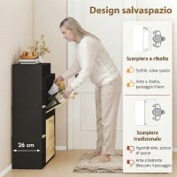 HOMCOM Mobile Portascarpe: 2 Cassetti a Ribalta, Ripiani, Nero e Legno Naturale.(m-4)