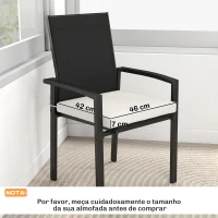 Outsunny Juego de Cojines para Sillas de Comedor 46x42x7 cm 6 Piezas con Funda Lavable y Lazos, Impermeable y Anti-UV Crema(m-3)