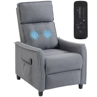 HOMCOM Sillón Masajeador Reclinable Manual en Tejido Efecto Lino con Mando a Distancia, Gris Claro(m-6)